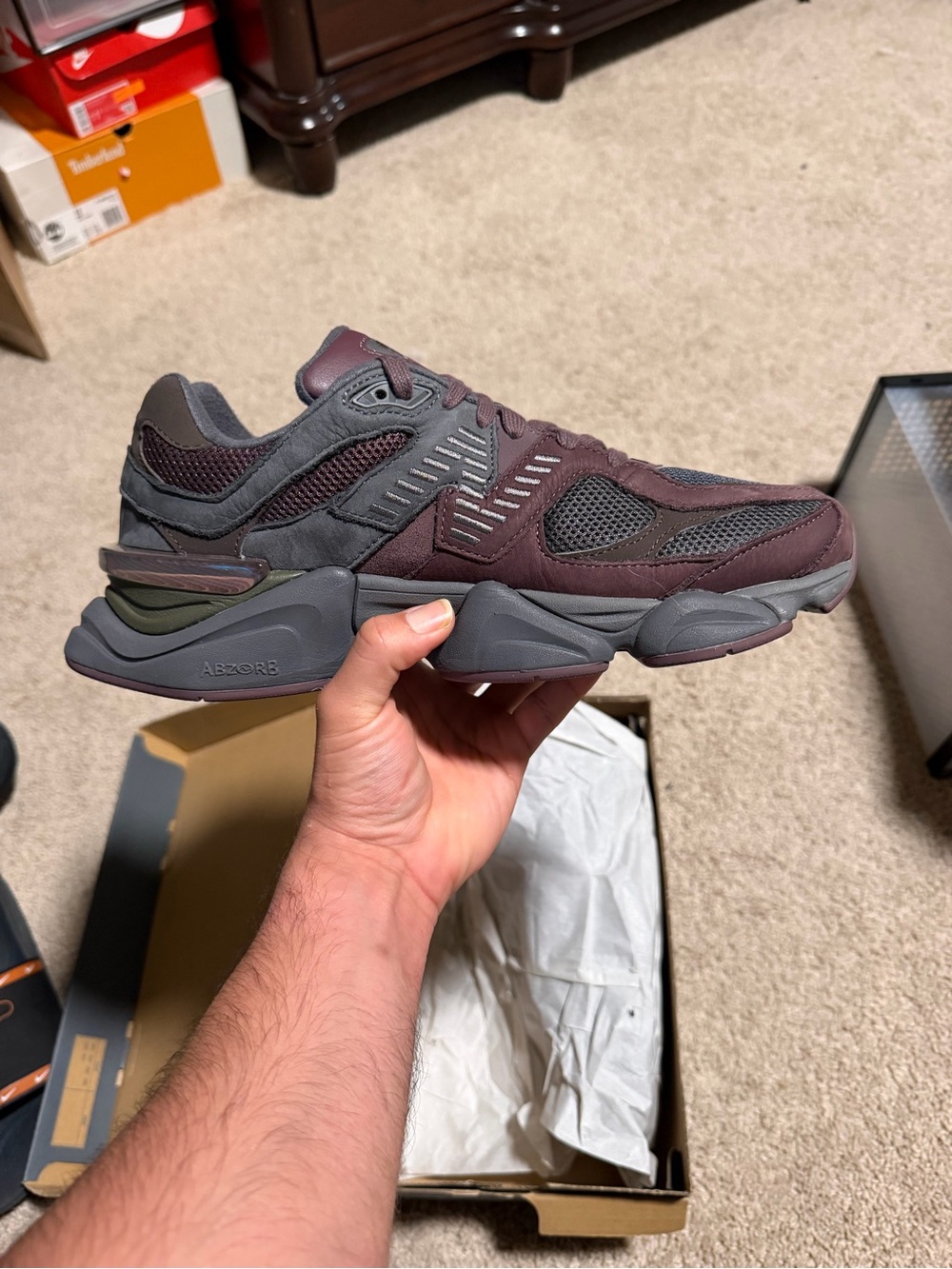 New Balance 9060 Men's Burgundy/Grey Lifestyle Sneaker